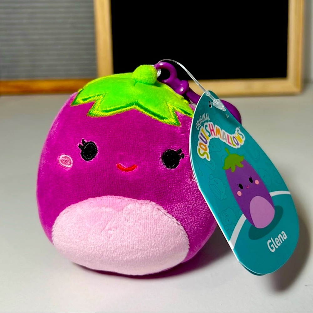 Squishmallow Glena the Eggplant Clip-On 3.5in